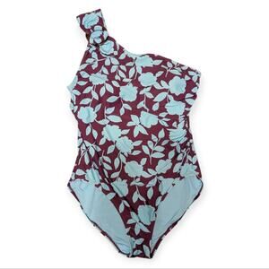 Kate Spade New York Geranium Grove Buckle One Shoulder Swimsuit Floral XL